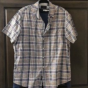 EUC preppy short sleeve button down plaid checked pattern